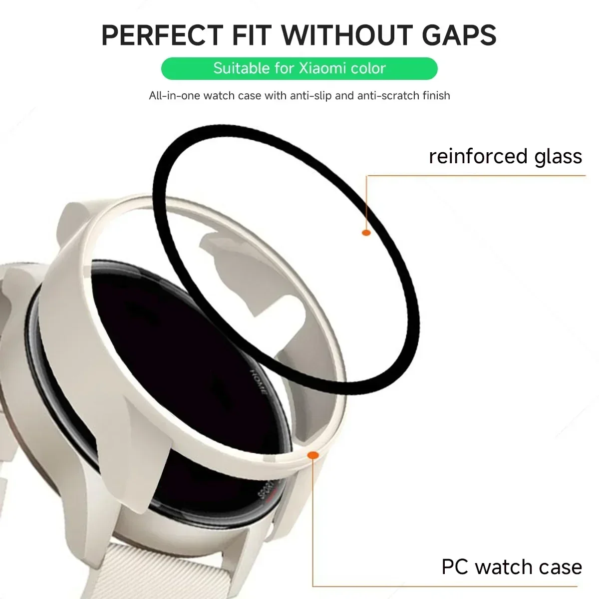 PC Watch Case For Xiaomi Mi Watch Color Sport Smart Watch Full Screen Protector Cover Shell Tempered Glass Film Hard Edge Frame image 4