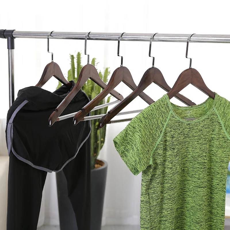 10 pcs Retro Solid Wood Non-Slip Hanger Household 45cm Korean Non-Marking Clothes 10 for Hotel