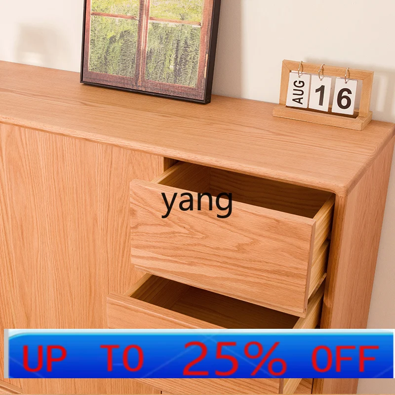 CX  Full Solid Wood Side Cabinet Guest Restaurant Log Locker Modern Simple Oak Drawer Cabinet
