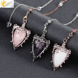 Healing Water Drop Crystal Pendulum for Divination Dowsing Reiki Natural Stone Pendant Gem Stone Quartz Amethyst Pendulos H367