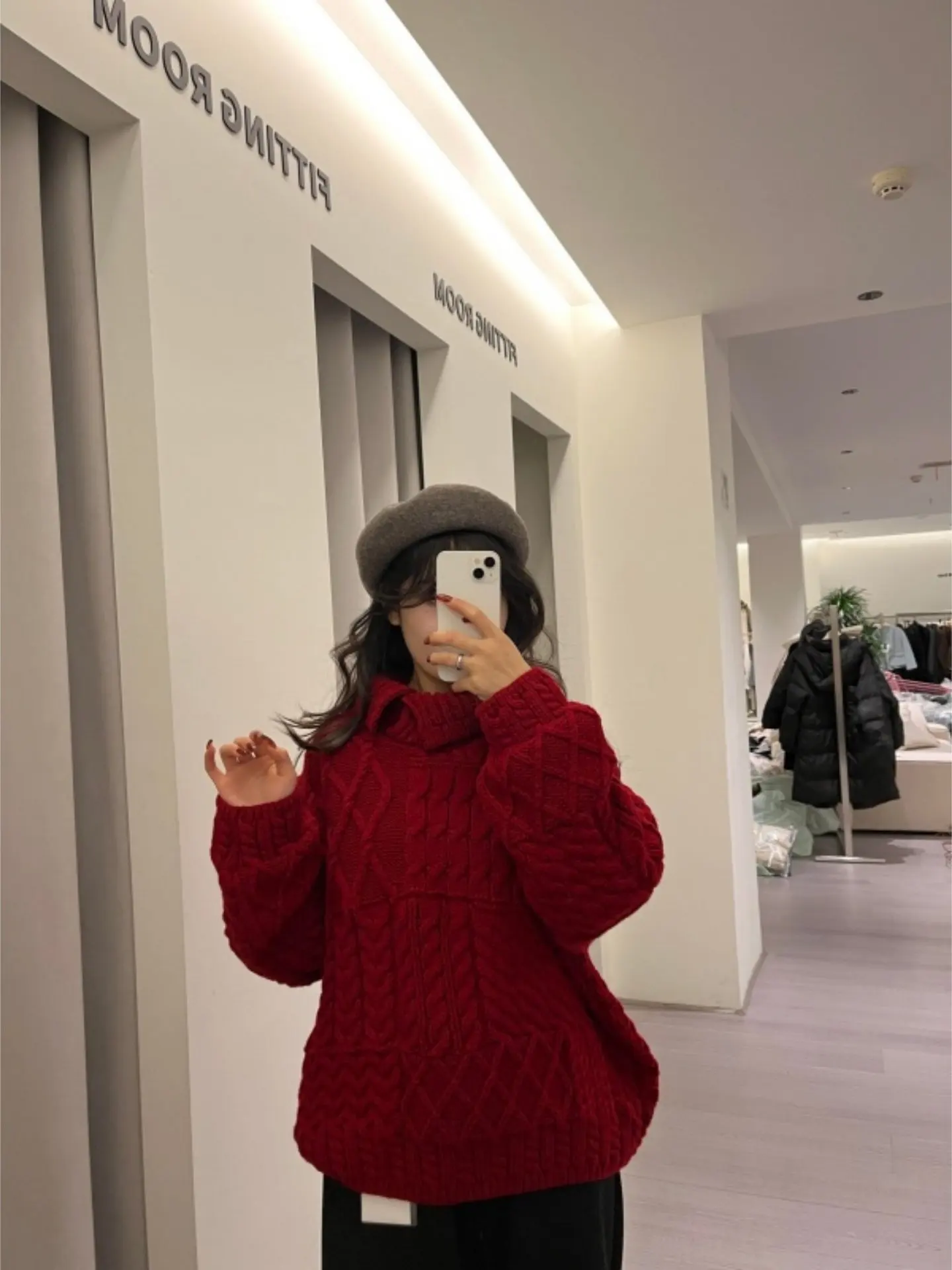 

Casual Red Knitted Sweater Women's Faion Spring New Loose Top Trendy Turn-down Collar Korean Sle Comfortable Medium Softn