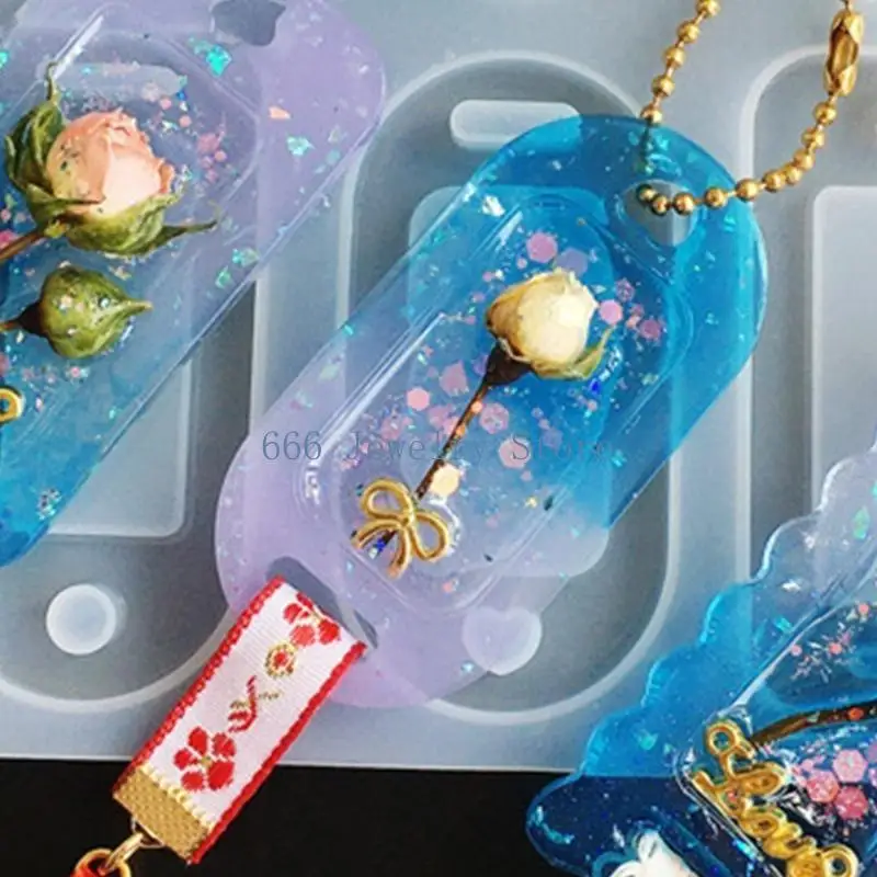 F2TD Shiny Glossy Silicone Decoration Molds Geometry Ornament Keychain Mold DIY Pendant Jewelry Epoxy Resin Crafting Molds