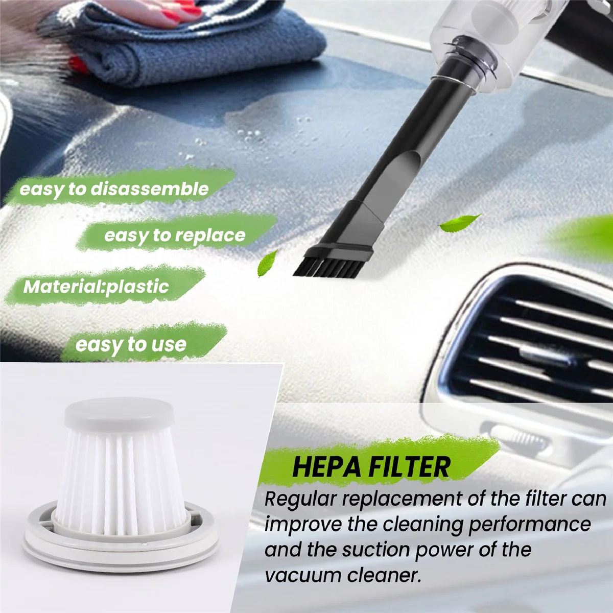 Y15A2PCS HEPA Filter for XIAOMI MIJIA Handy Vacuum Cleaner Home Car Mini Wireless Washable Filter Spare Parts Accessories