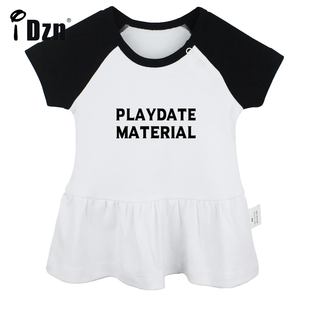 

iDzn Summer NEW Playdate Material Baby Girls Cute Short Sleeve Dress Infant Funny Pleated Dress Soft Cotton Dresses Clothes