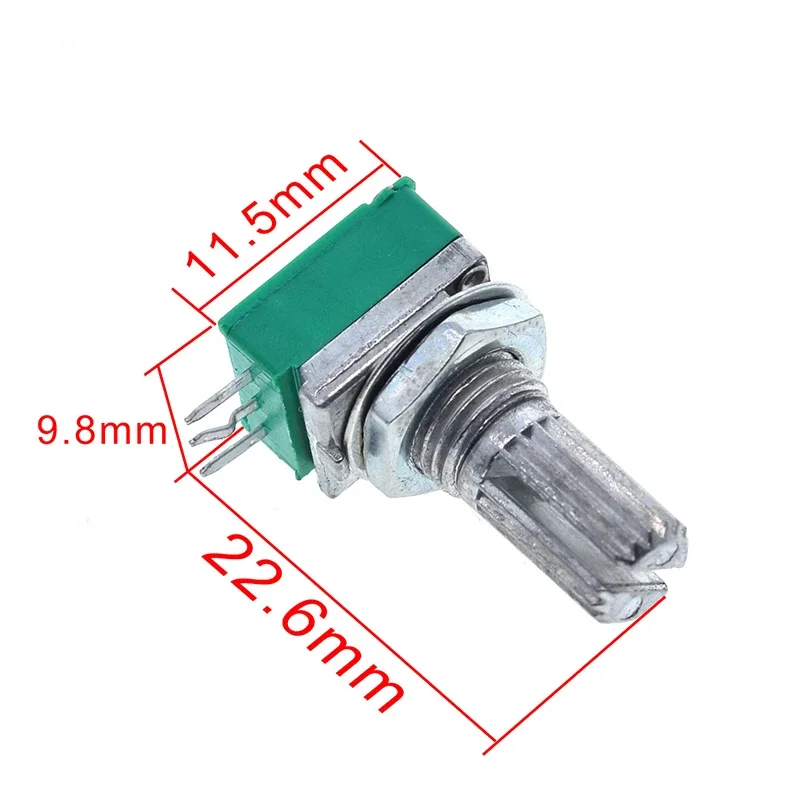 20PCS B5K B10K B20K B50K B100K B500K  Audio Amplifier Sealed Potentiometer 15mm Shaft 3pins RK097N