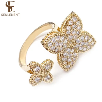 Unique-Bagues d'ouverture de luxe Everver pour femmes, porte-bonheur, quatre cuir chevelu, bande de mariage, bijoux de fête, livraison directe