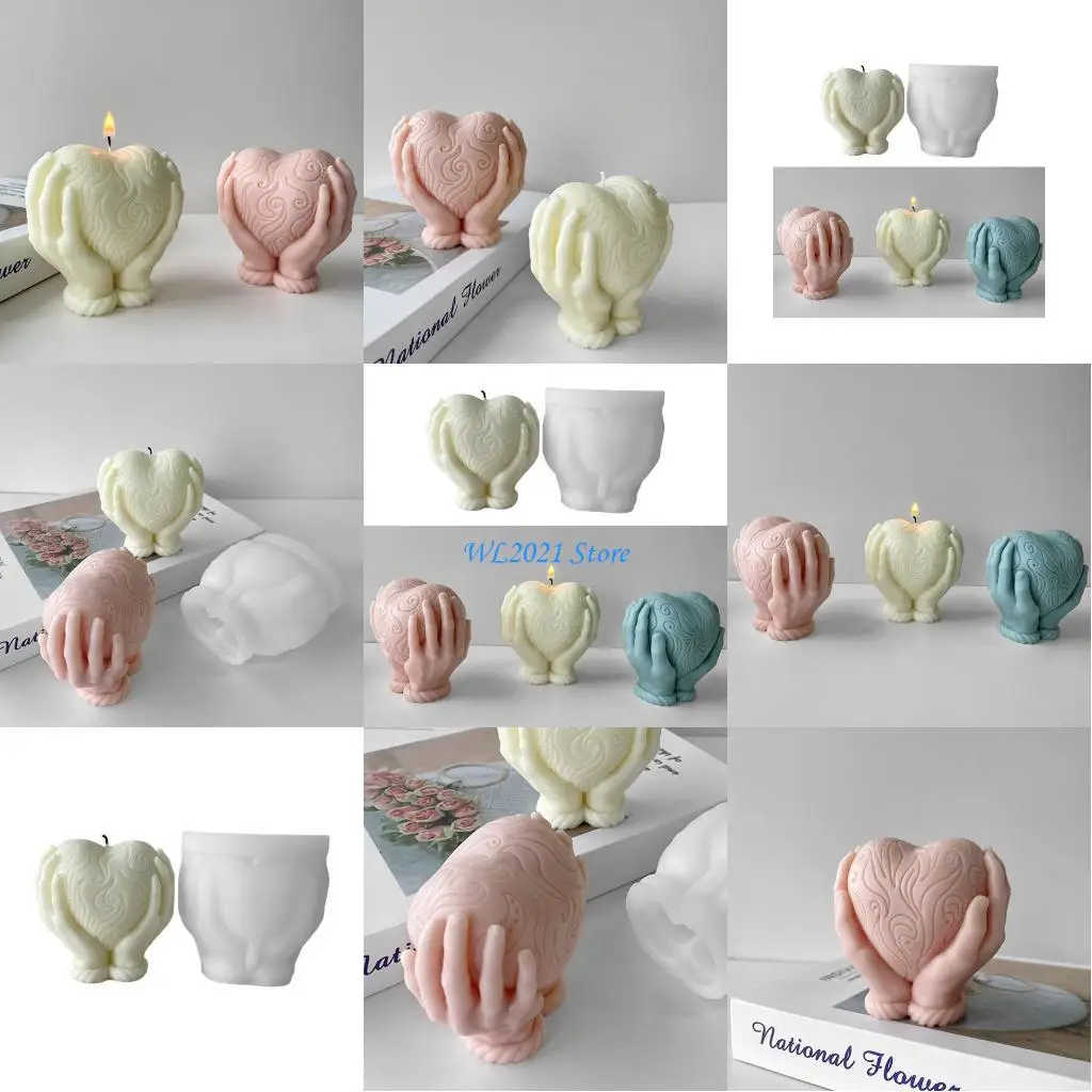 

G5GC Holding Heart Silicone Soap Mold Resin Plaster Making DIY Chocolate Mould Home Decorations Wedding Gift