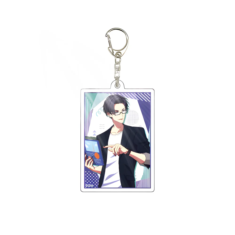 Anime Obey Me! 6cm Acrylic Keychain Belphegor Satan Leviathan Lucifer Leisure Series Square Pendant Backpack Decoration