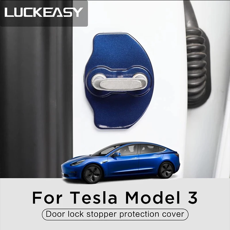 LUCKEASY For Tesla Model 3 2017- Car Door Lock Cover ModelY 2017-2023 Car Door Lock Cover ABS Protection Cap 6pcs / Set