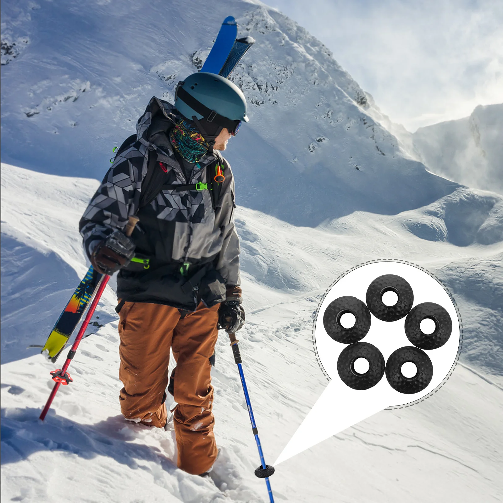 

15Pcs Trekking Poles Mud Baskets Round Plastic Black Removable Hiking Walking Stick Parts for Rough Terrain Adventures