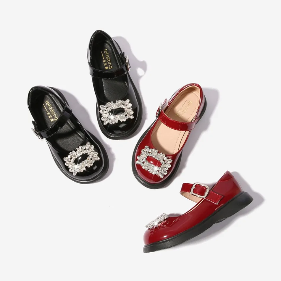 

Princess Shoes for Girl Girl's Mary Janes Spring Luxury Diamante Patent Leather Shoes Wedding Children Princess Shoes HSD09