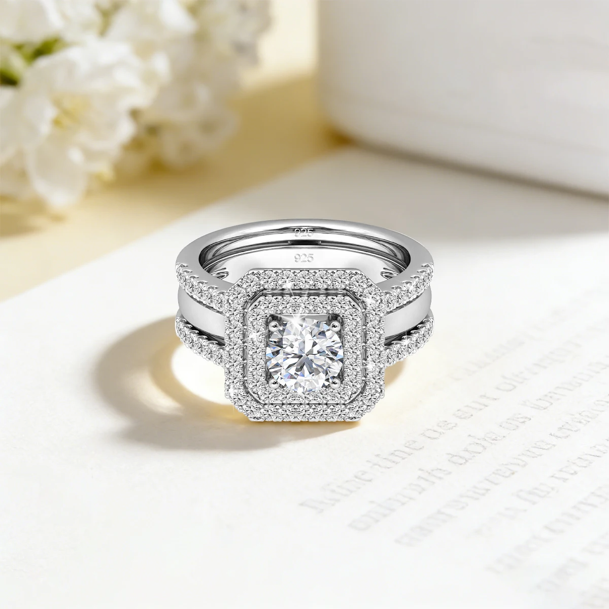 2pcs Bridal Wedding Jewelry Set Couple Rings Exquisite Women Moissanite Rings Engagement Gifts For Lover