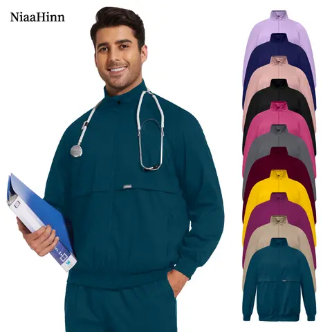 Niaahinn Clinica odontoiatrica Scrub medico Giacche Uomo Donna Pet Abiti da lavoro veterinari Tinta unita Infermiera Scrub Uniformi All'ingrosso