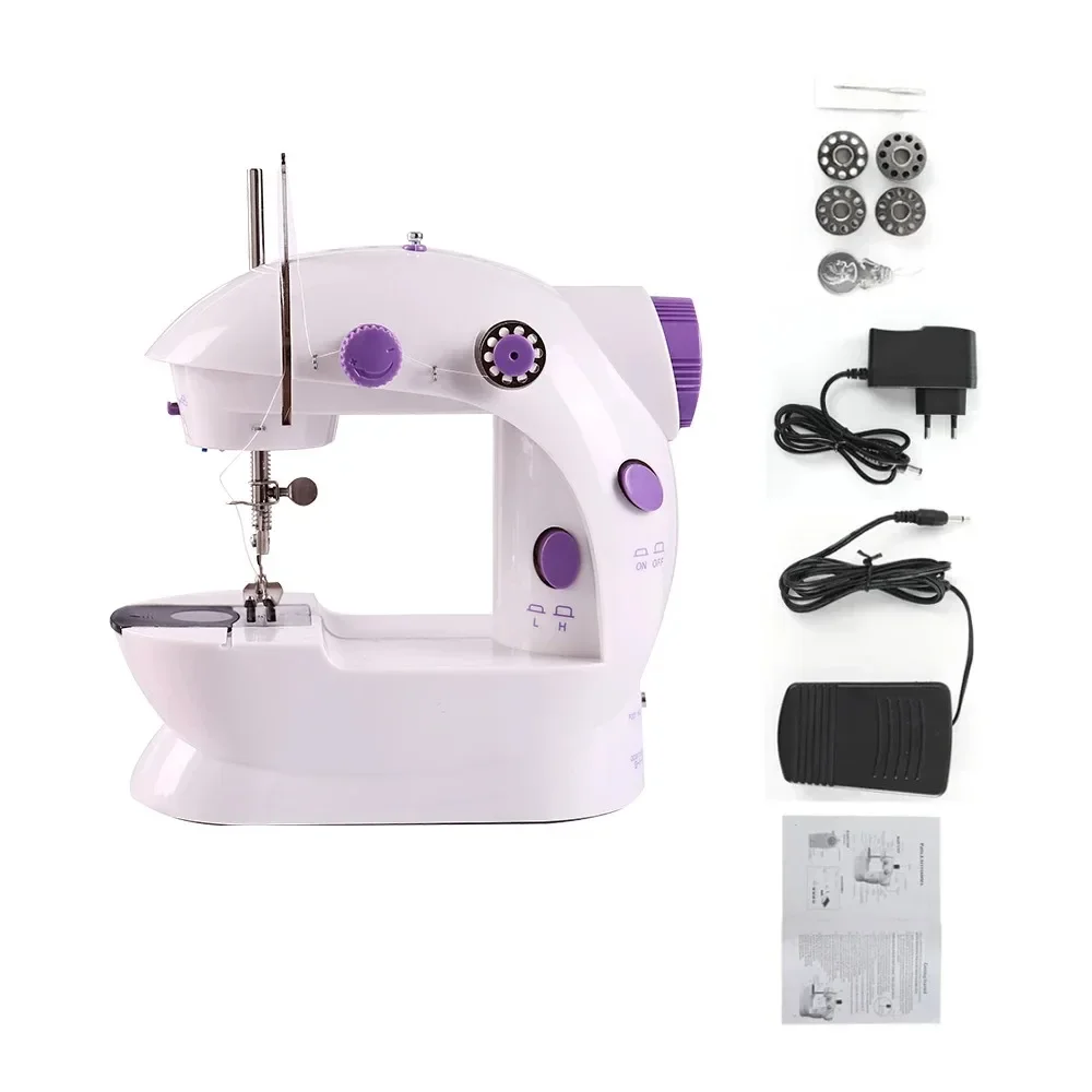 Household 202Mini Sewing Machines Handheld Sewing Machine with Light Cutter Foot Pedal Portable Night Light Sewing Machine