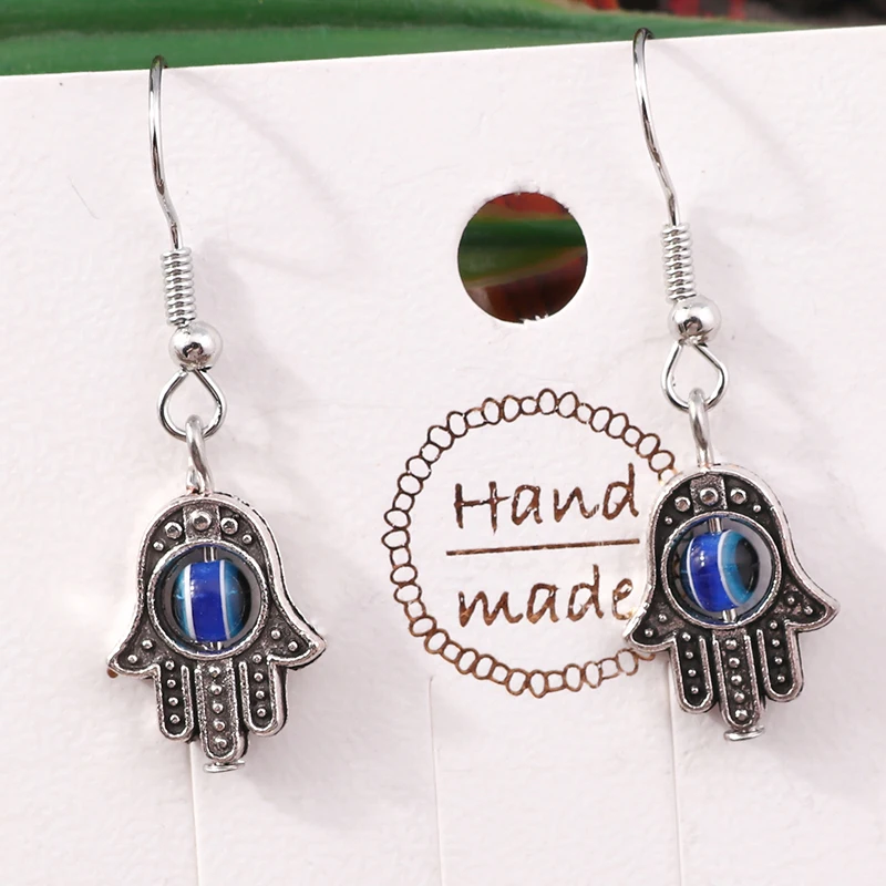 Bohemian Evil Eye Hamsa Hand-Tropfen-Ohrringe für Frauen, Mädchen, Party, Urlaub, Schmuck, Dekoration – Detail 3