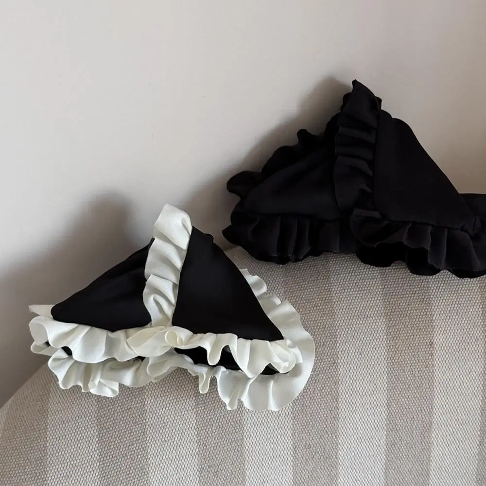 

Ruffled Lace Triangular Hair Claw Triangle Fabric Clips Satin Shell Grab Clips Sweet Ponytail Hairpin Elegant Accessories