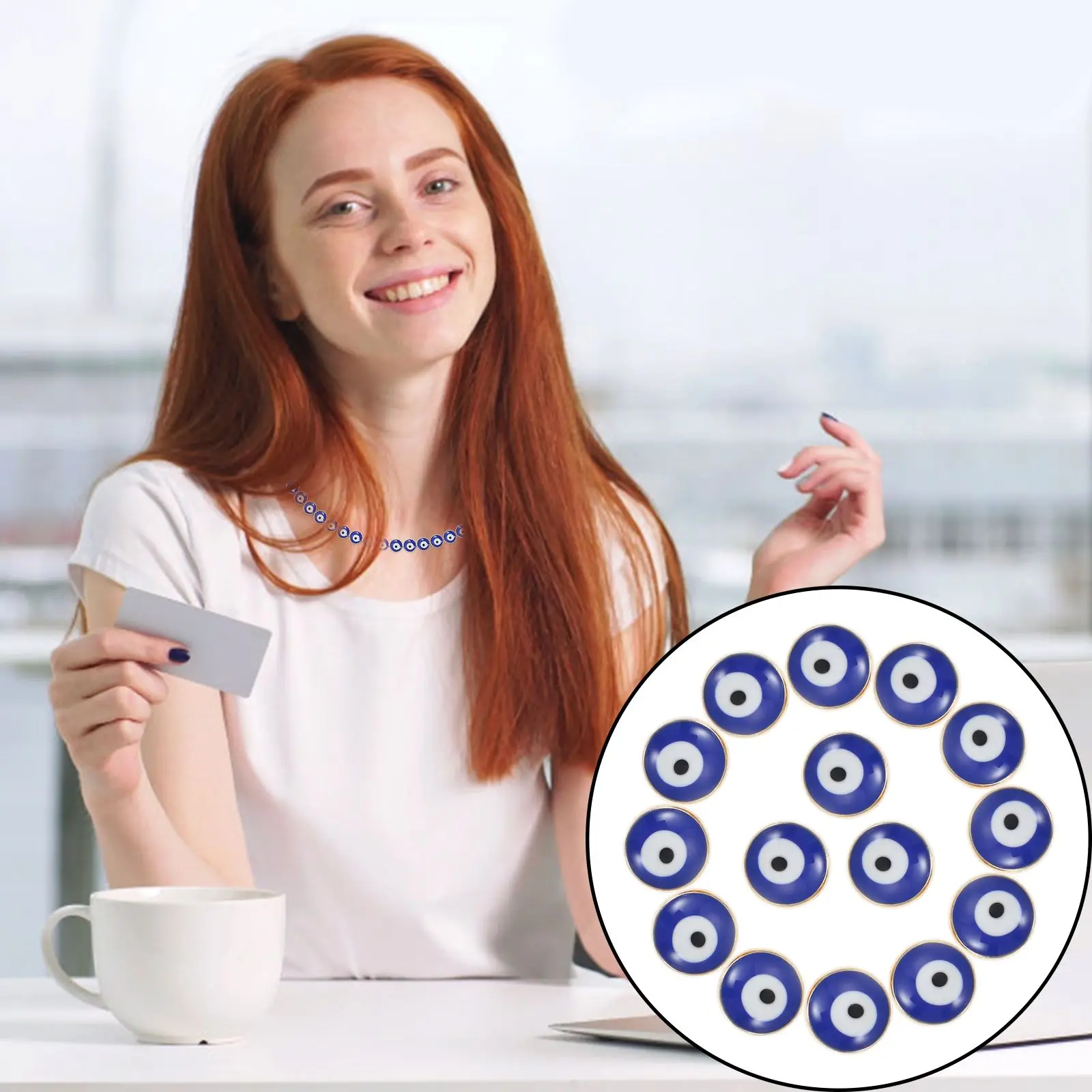 

50Pcs Blue Evil Eyes Pendant Alloy Texture DIY Jewelry Making Decor Evil Eye Decor DIY Bead Material Turkish Pendant