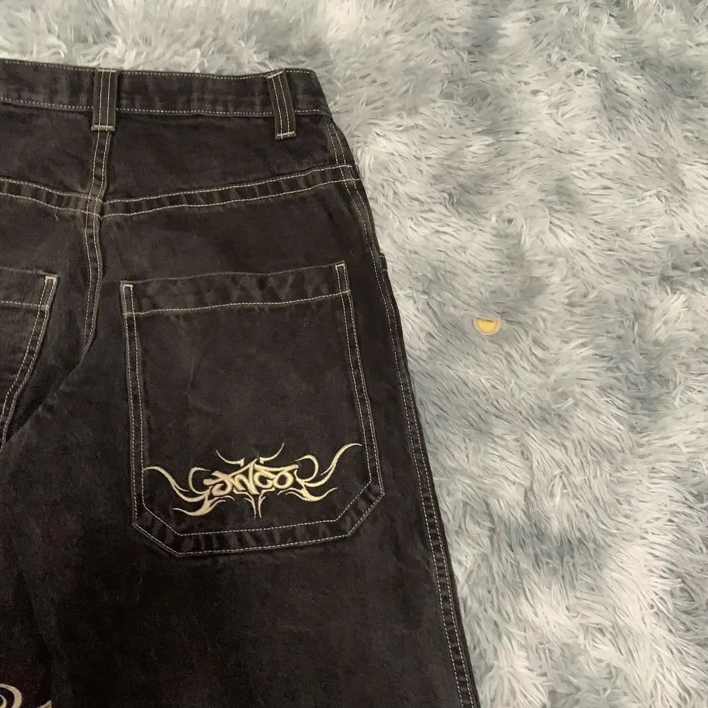 

JNCO мешковатые джинсы Y2k Harajuku с графическим принтом готические черные джинсы ретро брюки для мужчин новая уличная одежда с высокой талией широкие брюки