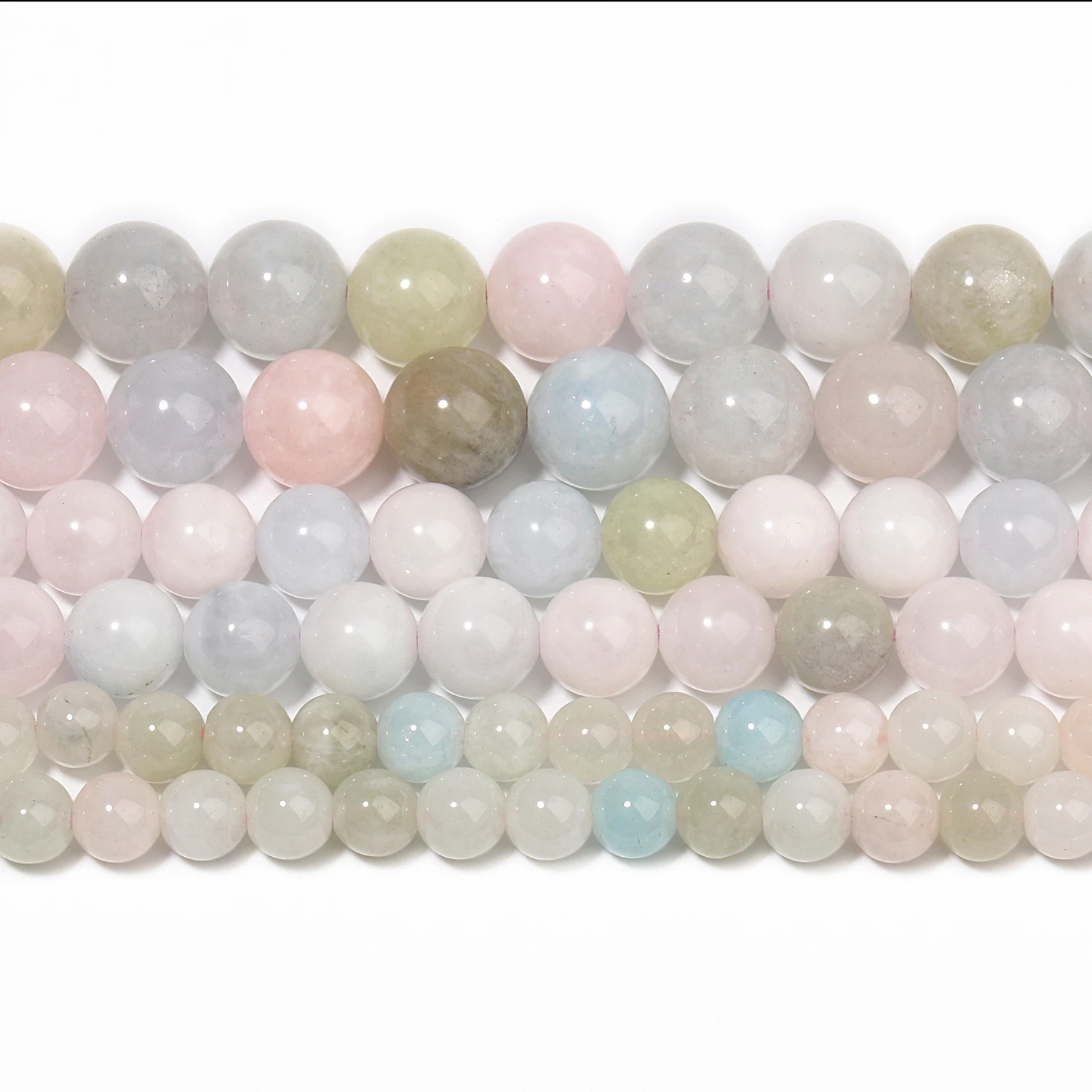 6/8/10mm AA Natural Stone Colorful Morganite Smooth Round Loose Spacer Beads for Jewelry Making DIY Bracelets Accessories 15''