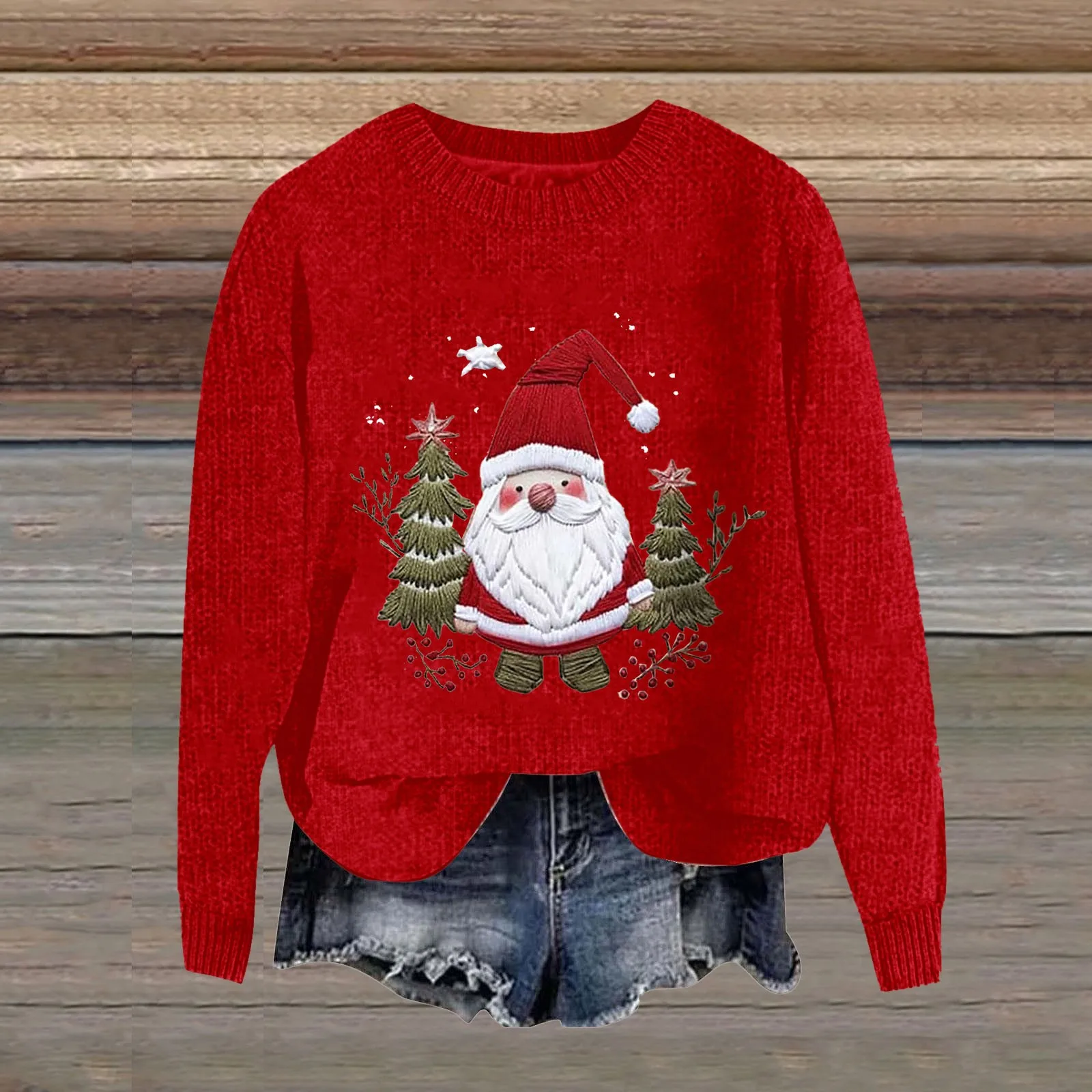 Dames Nieuwe 3D Kerstprint Grove Dames Trui Truien voor Winter Dames Trui Truien Lange mouw Trui voor dames