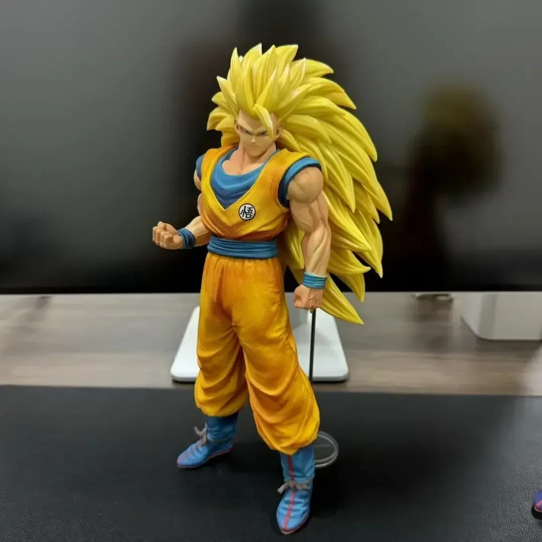 30cm Dragon Ball Super 3 Goku Super Saiyan Yellow Hair Standing Posture Gk Anime Figures Statue Surrounding Model Ornament Toys