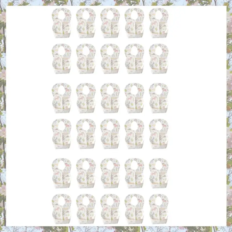 

T84C-30 Pcs Baby Disposable Bibs Non-Woven Fabric Baby Toddler Bibs Feeding Saliva Apron Paper Bibs Portable Bibs