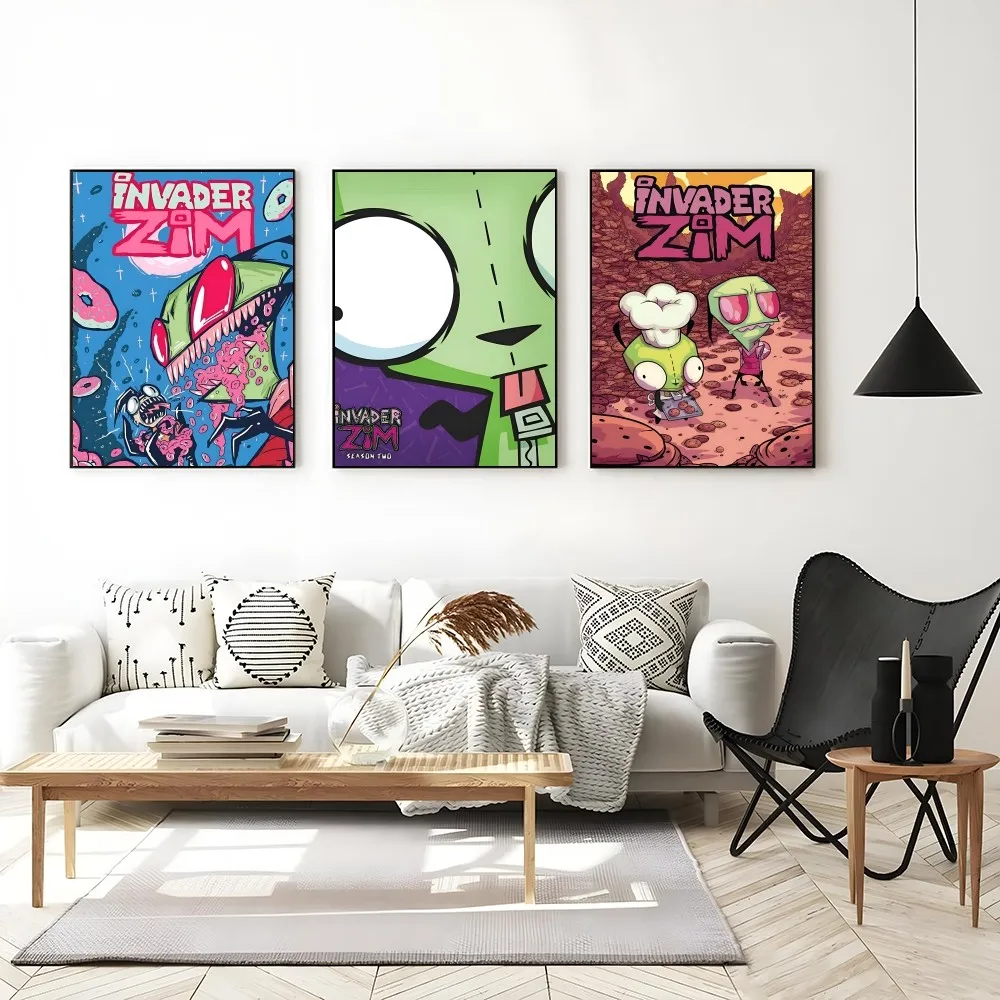 1PC I-Invader Z-Zim Poster Self-adhesive Art Waterproof Paper Sticker Coffee House Bar Room Wall Decor