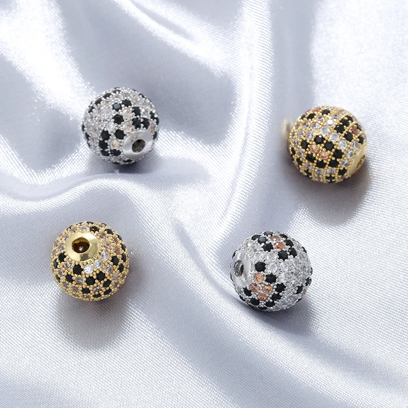 ZHUKOU DIY Jewellery AccessoriesMade 12 MM Round Ball Two-tone Leopard Print Spacer Beads, Hole: 2.4 MM, VZ466