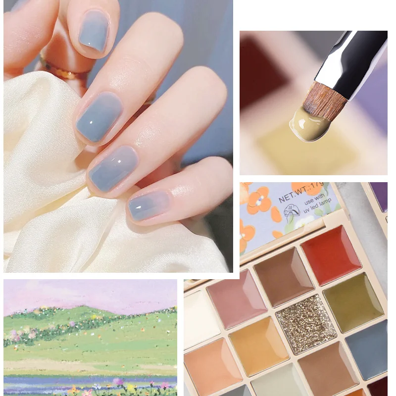 24 Colors Set Solid Nail Gel Palette Mud Painting Spring Summer Color For Nail Art Design Semi Permanent Soak Off UV Gel Varnish