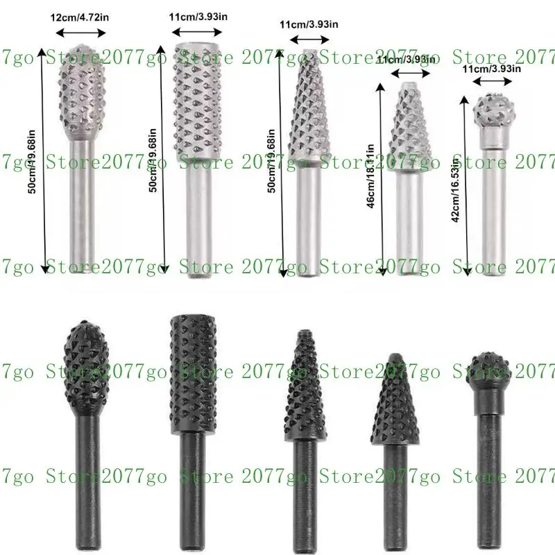 Y1UD 5Pcs Woodworking Wolf Tooth Rotary File Grinding Tool Accessories Set