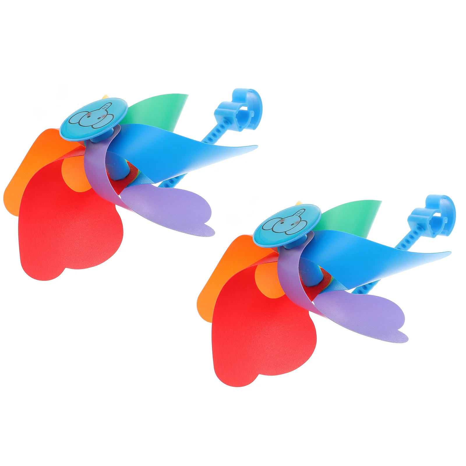 2 stuks kleurrijke windmolen premium plastic wind voor fietsstuur decor - regenboogwiel spin art buitentuin