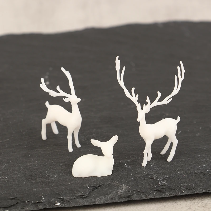 Mini ciervo de cristal de resina, decoración de mesa de postre blanco, alce de bosque de Navidad, feliz para la casa, regalo de Año Nuevo para niños, 1pc