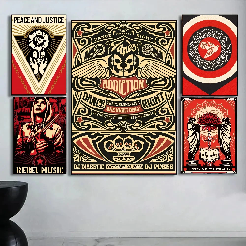 1PC Vintage Abstract Shepard Fairey Street Art Poster Paper Print Home Living Room Bedroom Entrance Bar Restaurant Cafe Art