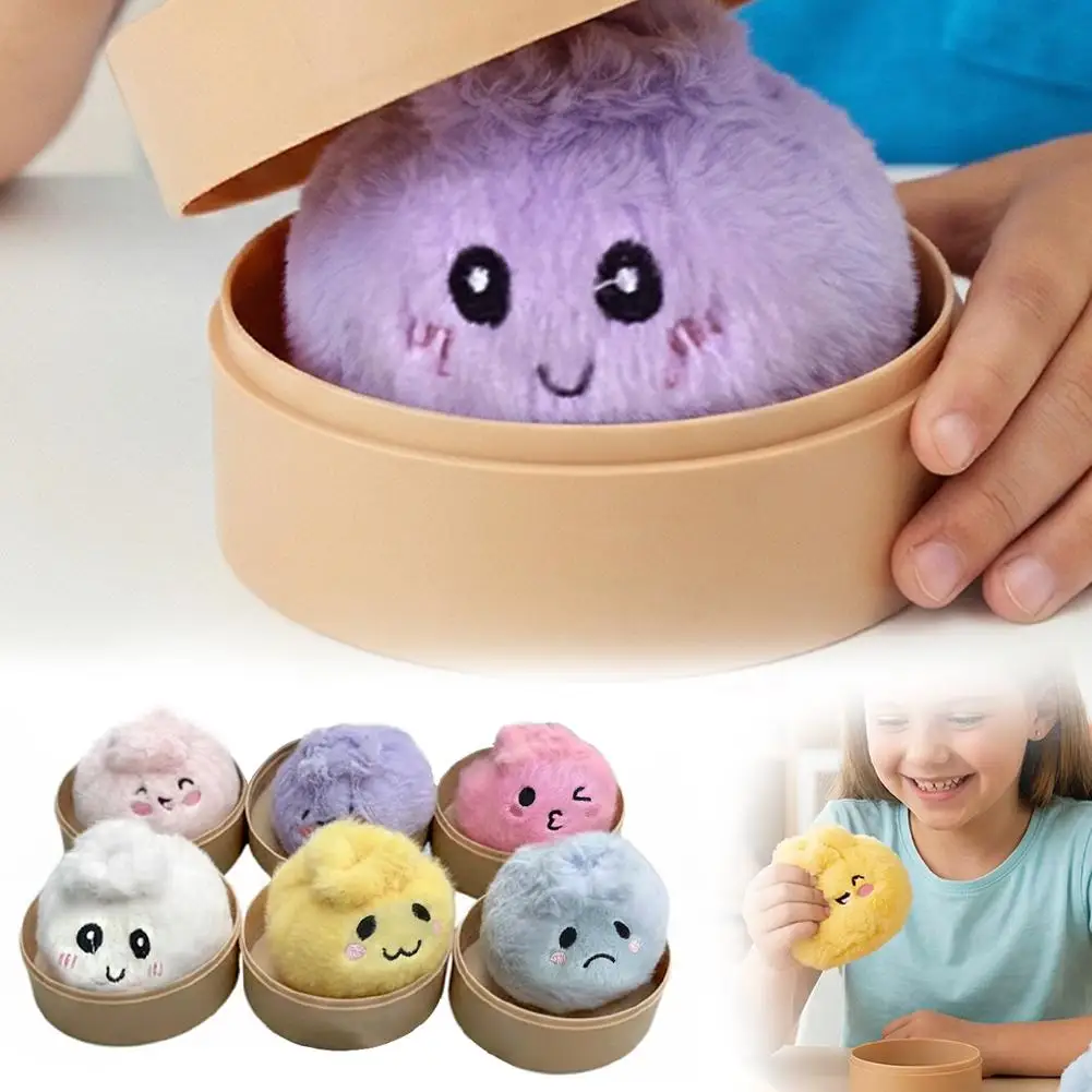 Cute Steamed Bun Plush Keychain Soft Squeeze Toy Kawaii Bao Bag Pendant Lovely Desktop Decor Creative Gift For Teens And Adults