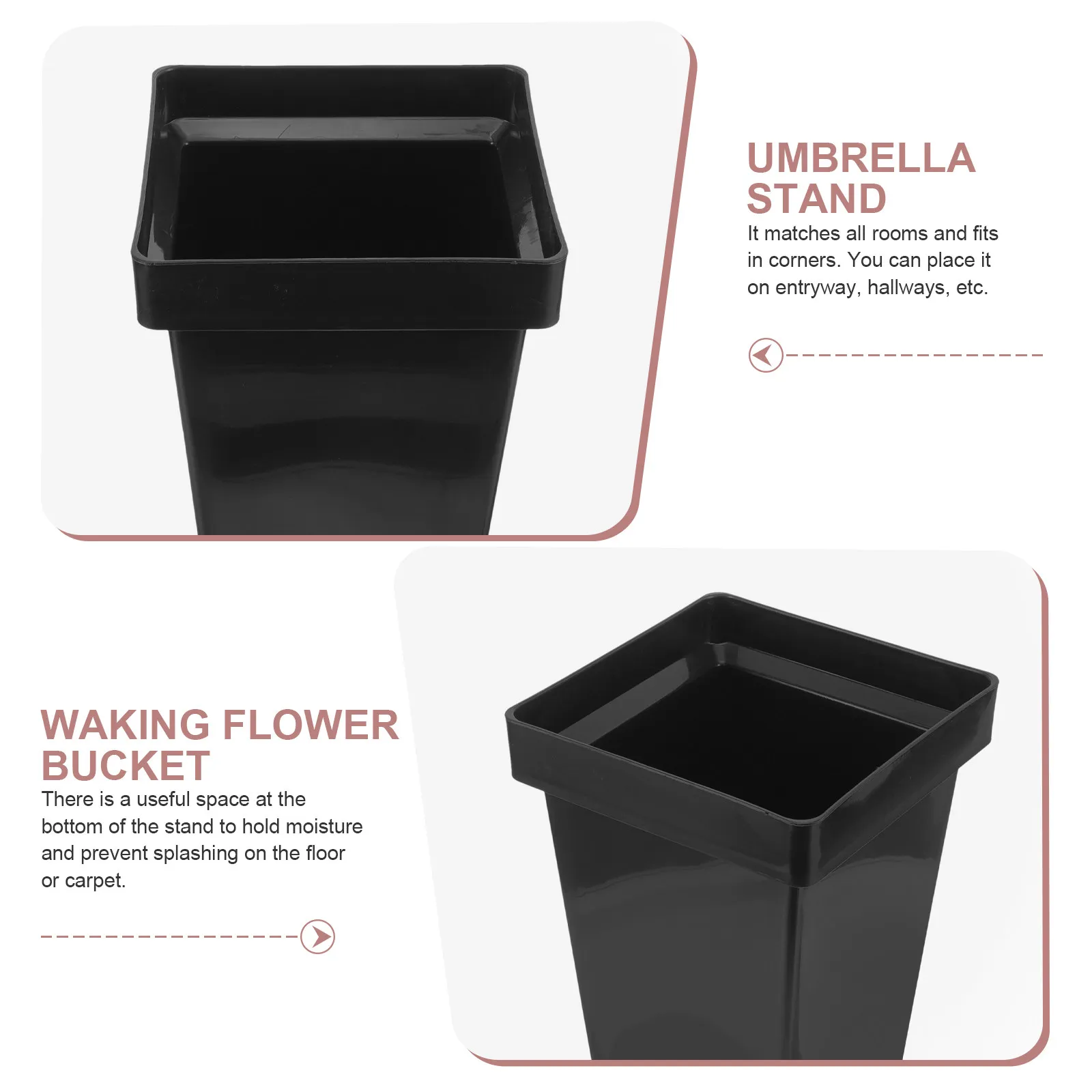 Plastic Umbrella Storage Bucket Rain Umbrella Holder for Porch Doorway Entryway Space-Saving Stable Stand with Moisture Tray