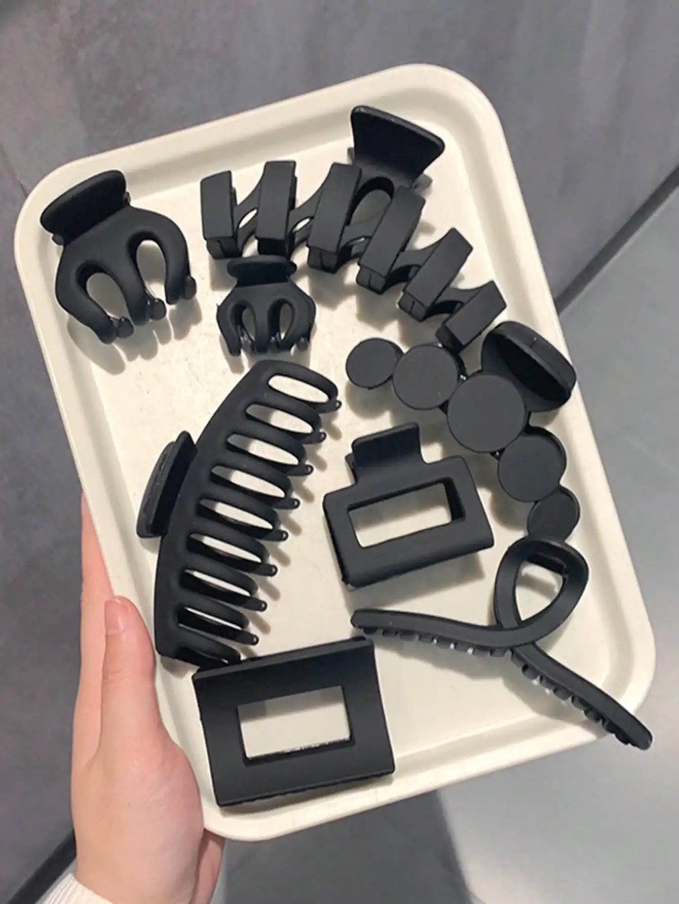 

8 Pcs Fashion Simple Black Matte Geometric Hair Claws For Women Girls Party Hair Accessories