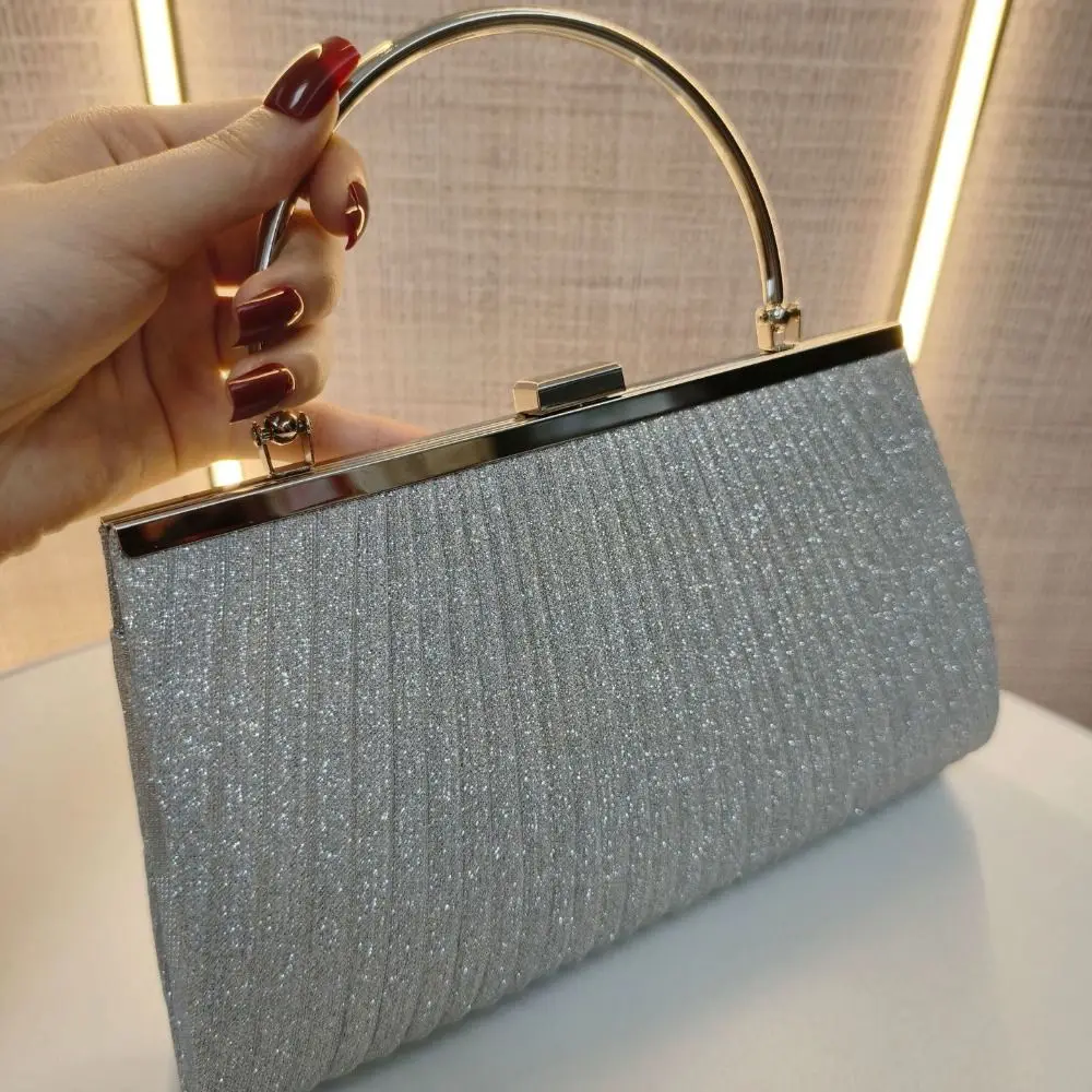 Shoulder Bag Fashionable Women Evening Handbag Elegant Glitter Crossbody Bag Pleated Luxury Chain Dinner Purse Female