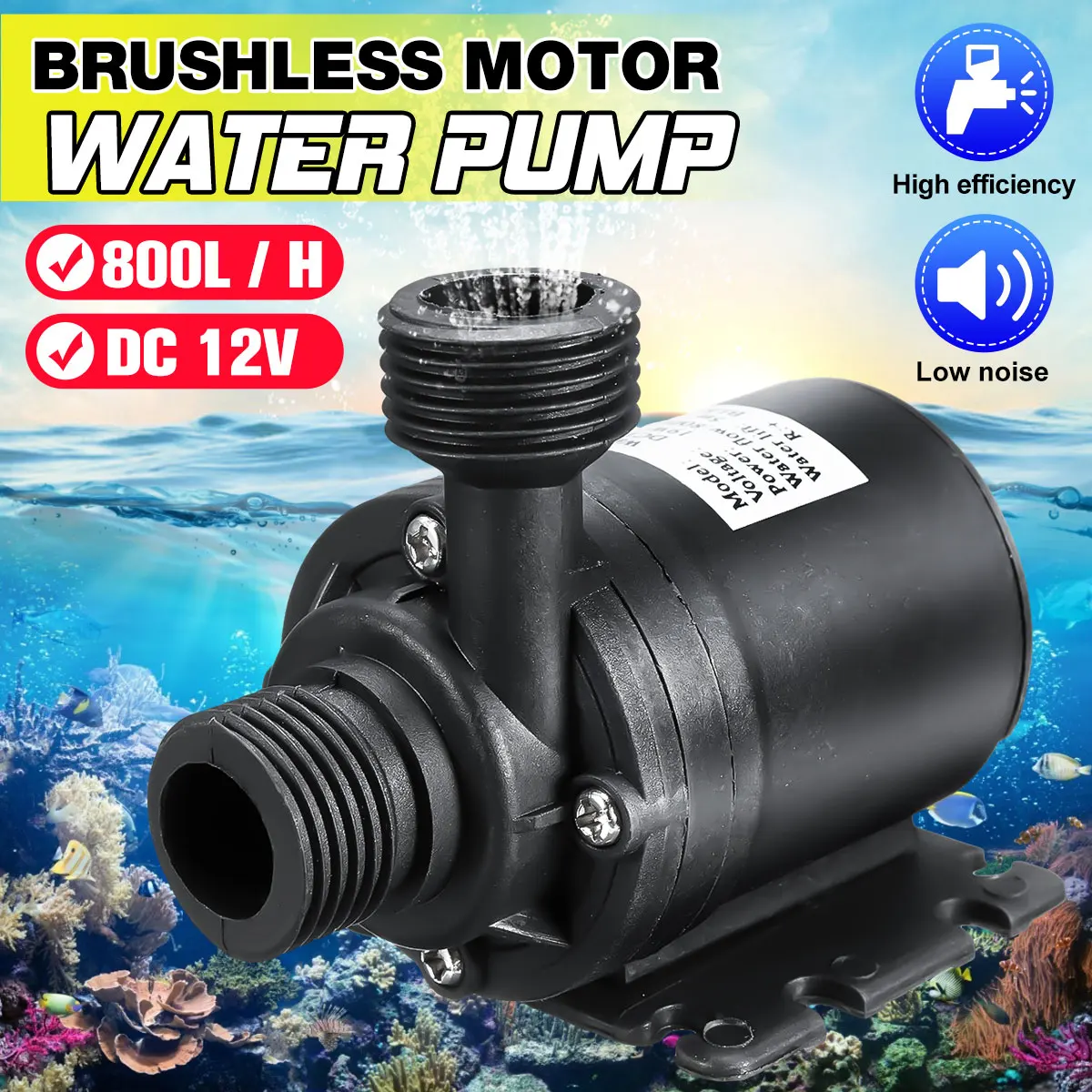 

Водяной насос с бесщеточным двигателем ZYW680 DC12V 19 Вт 800 л/ч Макс. подъем воды 5 метров Низкий уровень шума Высокоэффективный циркуляционный насос для горячей воды