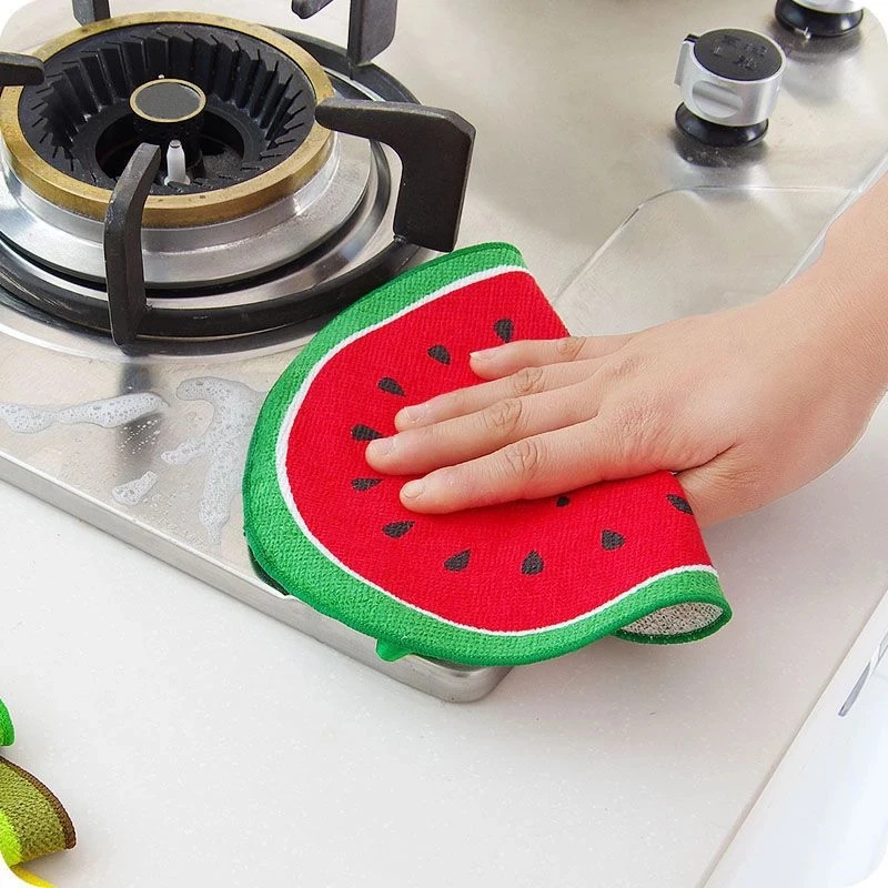 1PCS 20cm Cute Fruit Print Dish Cloth Wiping Napkin Kitchen Hand Towel Microfiber Towels Cleaning Rag Hanging Towel Quick-Dry