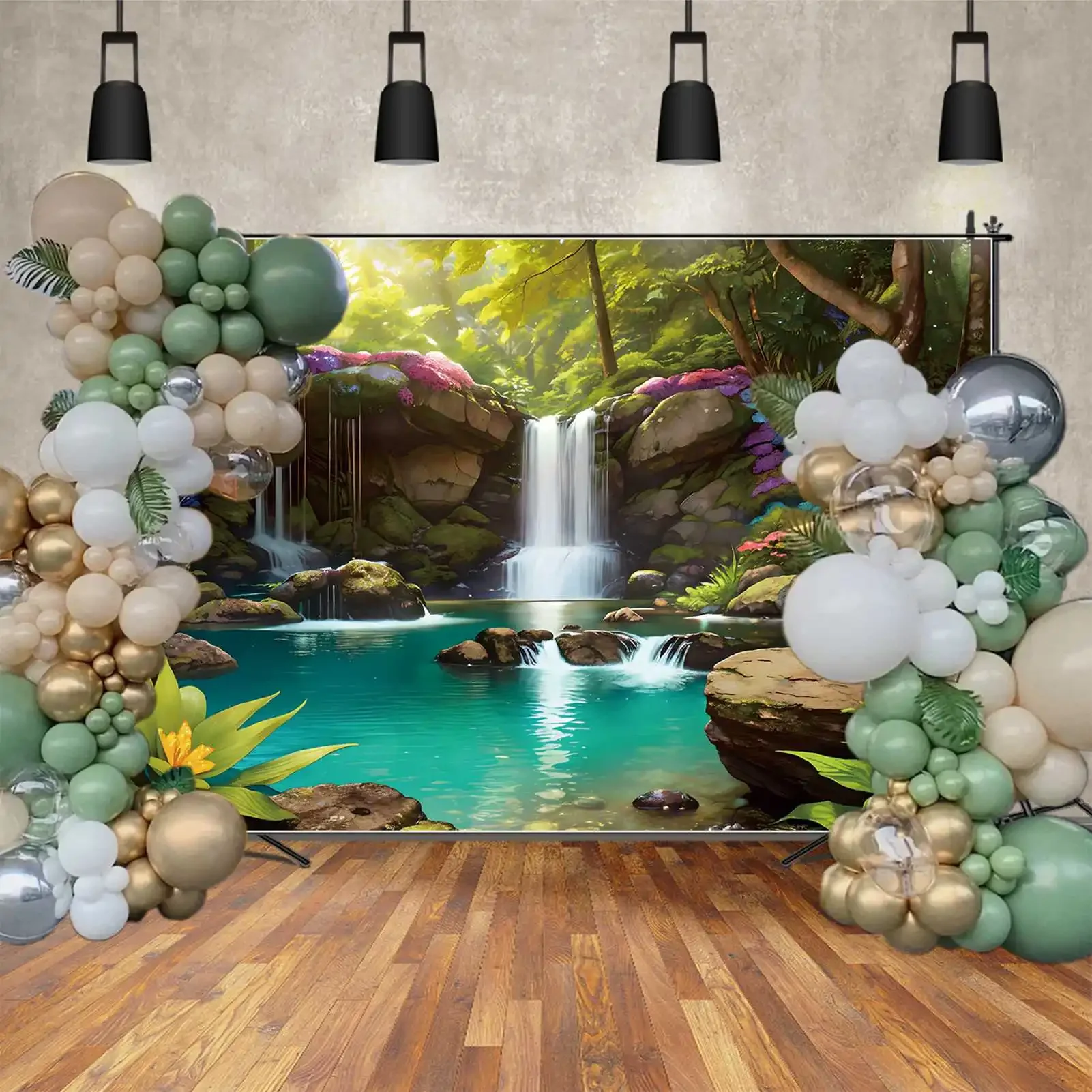 Decorazioni per fondali fotografici a cascata floreale primaverile sfondi fotografici per bambini personalizzati primavera verde