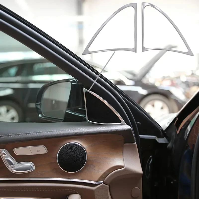 

For Mercedes Benz E Class W213 2016-2018 ABS Silver Car Door Tweeter Speaker Frame Cover Trim Interior Car Accessories