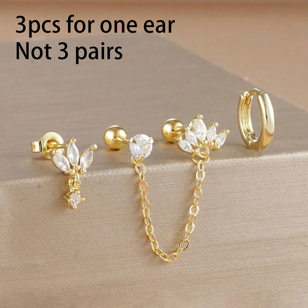 Stainless Steel Earrings Set Star Stud Earrings Jewelry for Women Girls Ear Clip Punk Style Earrings Fashion Jewelry Accessories