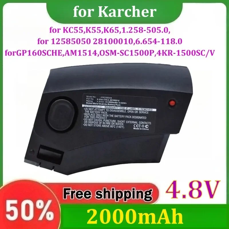 for Karcher KC55,K55,K65,1.258-505.0,12585050 Battery 28100010,6.654-118.0,GP 160SCHE,AM1514,OSM-SC1500P,4KR-1500SC/V 2.0Ah