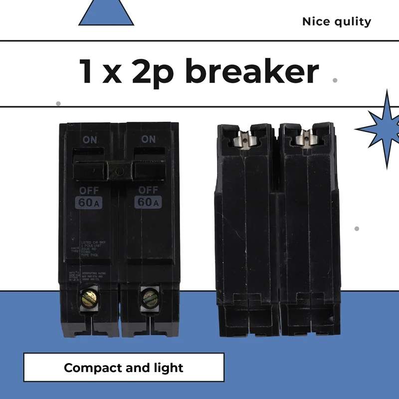 Electrical 60A 2 Pole HO Circuit Breaker,US Standard Miniature Black Circuit Breaker 120/240V US Plug