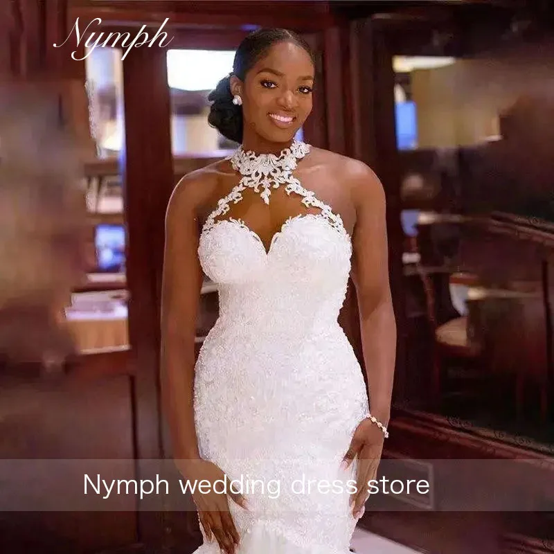 Arabisch Aso Ebi Vintage Kant Kralen Trouwjurken Pure Hals Zeemeermin Bruidsjurken Sexy Goedkope Aangepaste Bruidsjurken