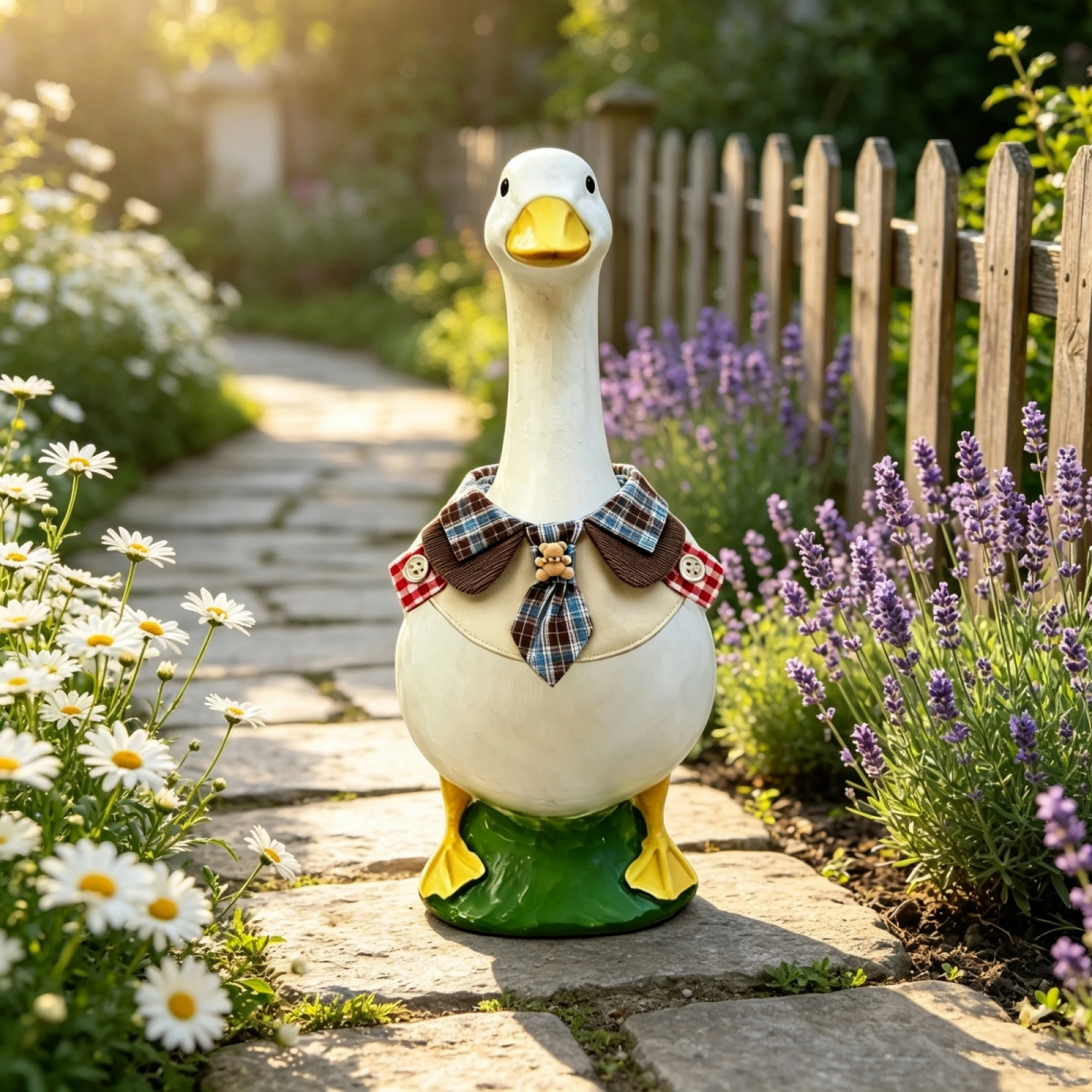 Collar Bib For Decor Statue Collar For Statue Porch Porch Goose Outfit Plaid Cute-Plaid Collar Bib For Decor Statue Collar