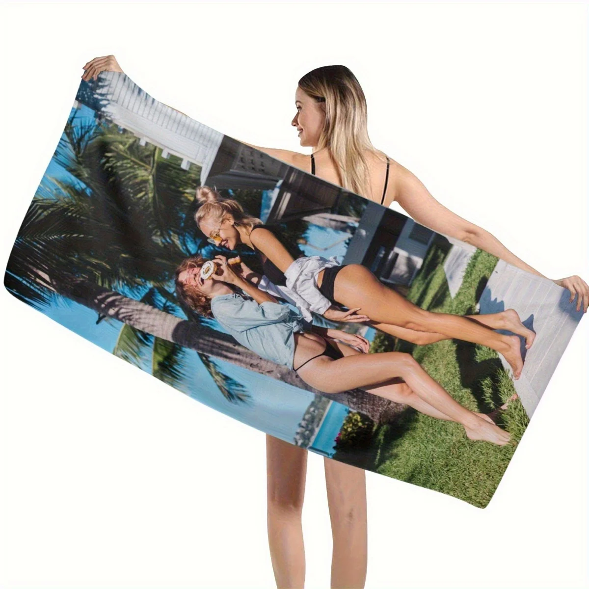 Custom‑Print Single‑Piece Photo Beach Towel, Vacation Towel | Summer Vibe Accessory, Sand‑Resistant Towel, Beach Accessory