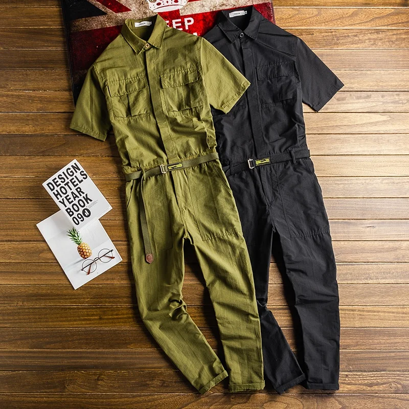 

Yellow ort Sve Overall Suit Men's Summer Loose Workwear Thin Casual Long Pants Cotton Polyester Qui Dry Straight Leg