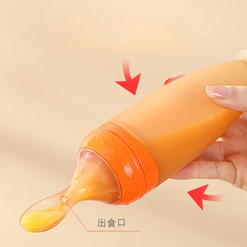 Convenient Baby Silicone Squeeze Feeding Spoon - Soft and Flexible Spoon for Effortless Baby Food Feeding