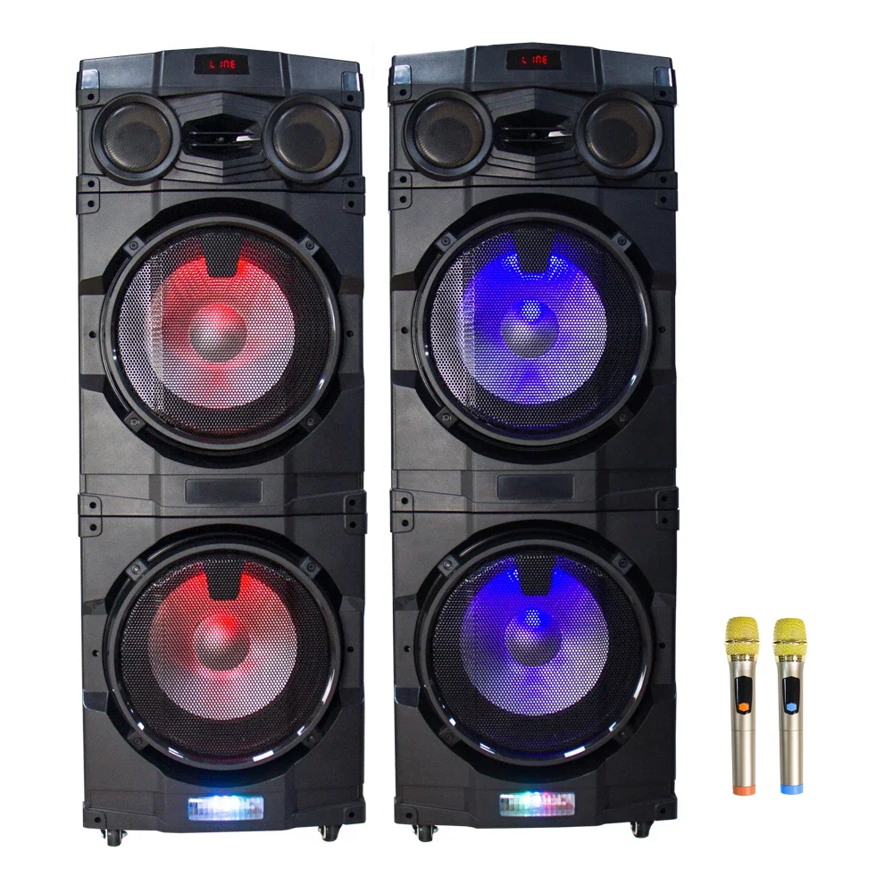 Factory OEM portable pa system TWS BT 5.0 active subwoofer trolley speaker with mic